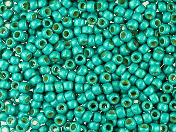 TOHO Glass Seed Bead, Size 8, 3mm, PermaFinish - Frosted Galvanized Turquoise (Tube)