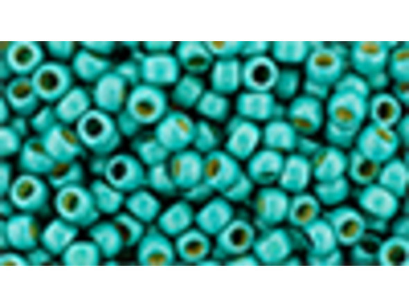 TOHO Glass Seed Bead, Size 8, 3mm, PermaFinish - Frosted Galvanized Turquoise (Tube)