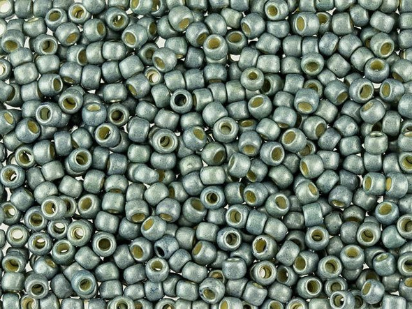 TOHO Glass Seed Bead, Size 8, 3mm, PermaFinish - Frosted Galvanized Blue Slate (Tube)