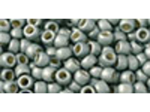 TOHO Glass Seed Bead, Size 8, 3mm, PermaFinish - Frosted Galvanized Blue Slate (Tube)