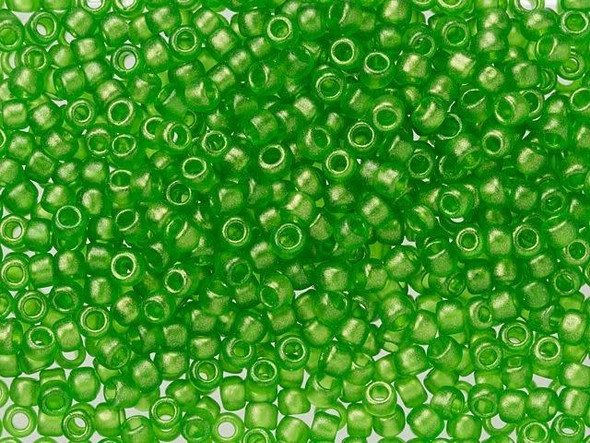 TOHO Glass Seed Bead, Size 8, 3mm, HYBRID Sueded Gold Transparent Peridot (Tube)