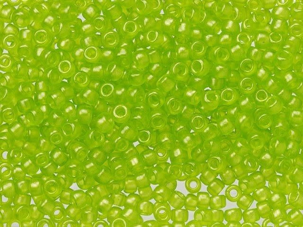 TOHO Glass Seed Bead, Size 8, 3mm, HYBRID Sueded Gold Transparent Lime Green (Tube)