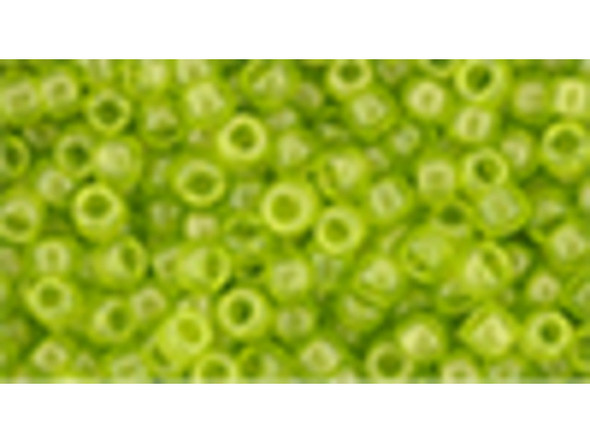 TOHO Glass Seed Bead, Size 8, 3mm, HYBRID Sueded Gold Transparent Lime Green (Tube)