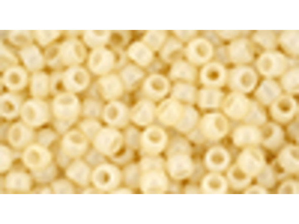 TOHO Glass Seed Bead, Size 8, 3mm, HYBRID Sueded Gold Opaque Lt. Beige (Tube)