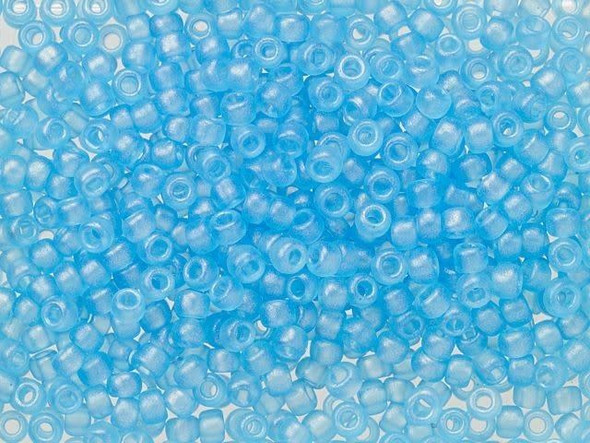 TOHO Glass Seed Bead, Size 8, 3mm, HYBRID Sueded Gold Transparent Aquamarine (Tube)