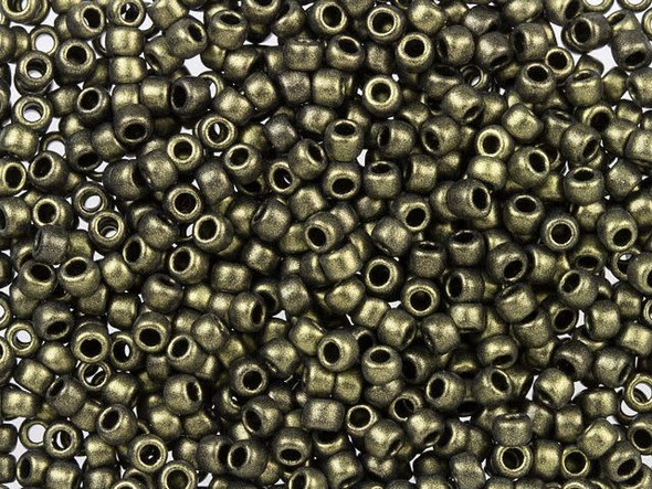 TOHO Glass Seed Bead, Size 8, 3mm, HYBRID Metallic Suede - Gold (Tube)