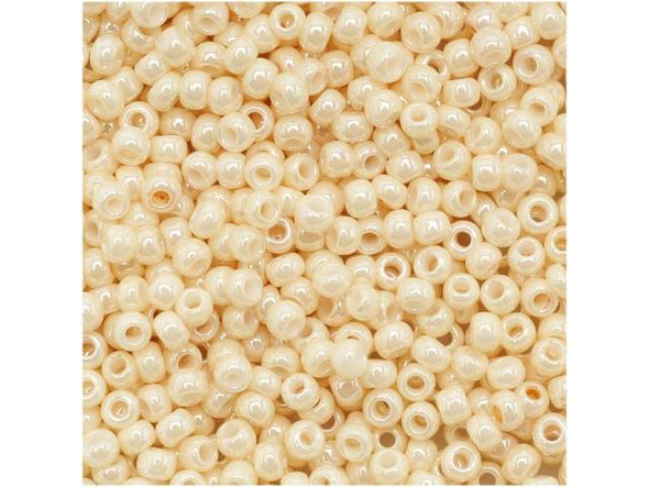 TOHO Glass Seed Bead, Size 11, 2.1mm, Opaque-Lustered Lt Beige (Tube)