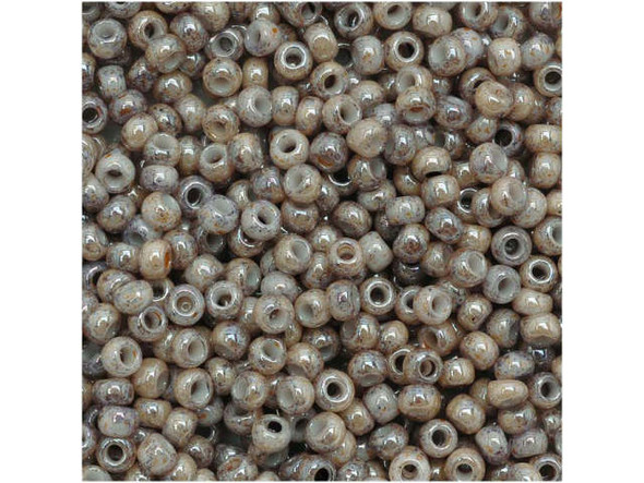 TOHO Glass Seed Bead, Size 11, 2.1mm, Marbled Opaque Pink/Amethyst (Tube)