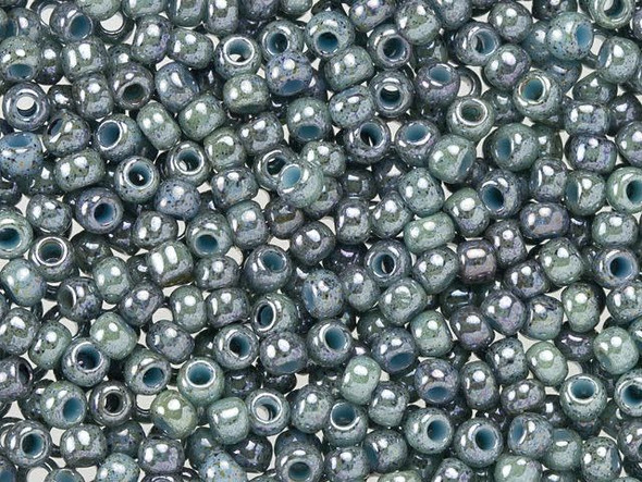 TOHO Glass Seed Bead, Size 11, 2.1mm, Marbled Opaque Turquoise/Luster - Transparent Blue (Tube)