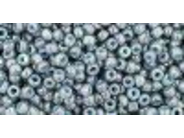 TOHO Glass Seed Bead, Size 11, 2.1mm, Marbled Opaque Turquoise/Luster - Transparent Blue (Tube)