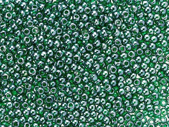 TOHO Glass Seed Bead, Size 11, 2.1mm, Transparent-Lustered Green Emerald (Tube)