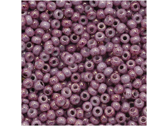 TOHO Glass Seed Bead, Size 11, 2.1mm, Marbled Opaque Pink/Pink (Tube)