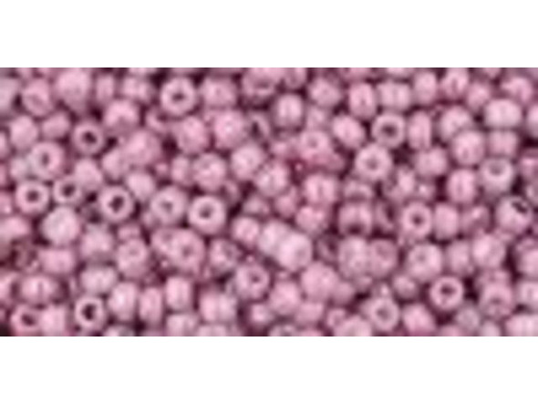 TOHO Glass Seed Bead, Size 11, 2.1mm, Marbled Opaque Pink/Pink (Tube)