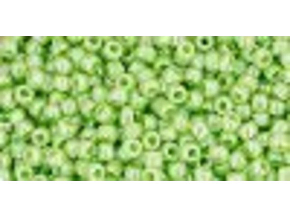 TOHO Glass Seed Bead, Size 11, 2.1mm, Opaque-Lustered Sour Apple (Tube)