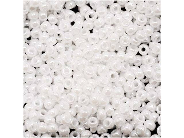 TOHO Glass Seed Bead, Size 11, 2.1mm, Opaque-Lustered White (Tube)