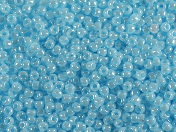 TOHO Glass Seed Bead, Size 11, 2.1mm, Opaque-Lustered Pale Blue (Tube)