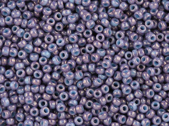 TOHO Glass Seed Bead, Size 11, 2.1mm, Marbled Opaque Lt Blue/Amethyst (Tube)