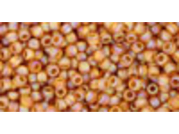 TOHO Glass Seed Bead, Size 11, 2.1mm, Transparent-Rainbow Frosted Dk Topaz (Tube)