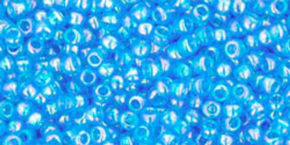 TOHO Glass Seed Bead, Size 11, 2.1mm, Transparent-Rainbow Dk Aqua (tube)
