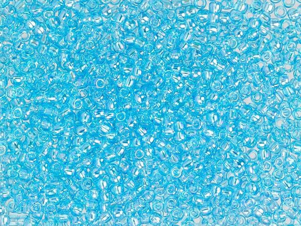 TOHO Glass Seed Bead, Size 11, 2.1mm, Transparent-Rainbow Aquamarine (Tube)