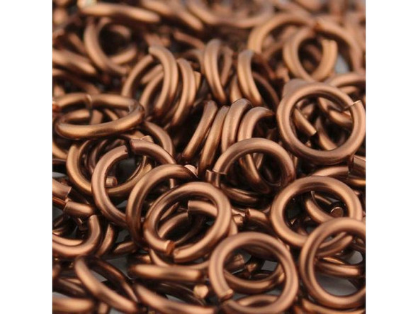 Jump Rings for Chain Maille, Round, Copper, 18ga, 5.6mm OD - Antique Copper Color (ounce)