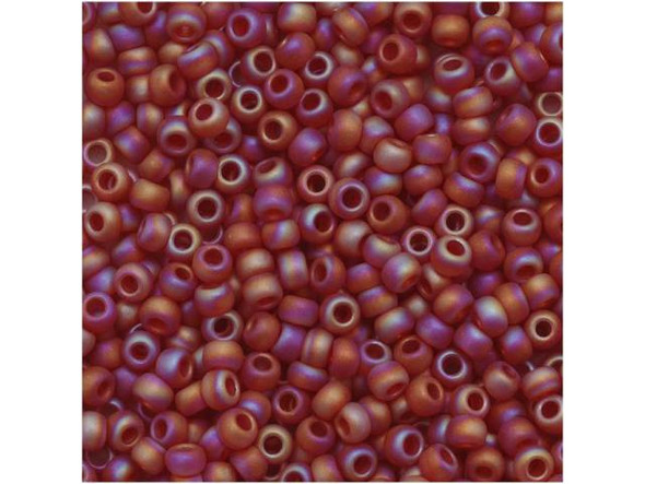 TOHO Glass Seed Bead, Size 11, 2.1mm, Transparent-Rainbow Frosted Ruby (Tube)