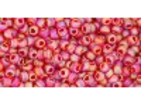 TOHO Glass Seed Bead, Size 11, 2.1mm, Transparent-Rainbow Frosted Ruby (Tube)