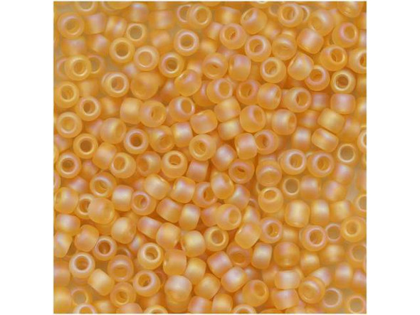 TOHO Glass Seed Bead, Size 11, 2.1mm, Transparent-Rainbow Frosted Lt Topaz (Tube)
