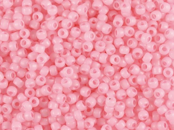 20-108-145F TOHO Glass Seed Bead, Size 8, 3mm, Ceylon Frosted Innocent Pink  - Rings & Things