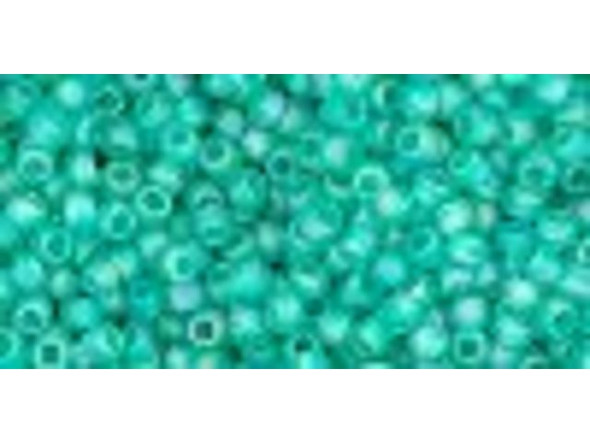 TOHO Glass Seed Bead, Size 11, 2.1mm, Transparent-Rainbow Frosted Dk Peridot (Tube)