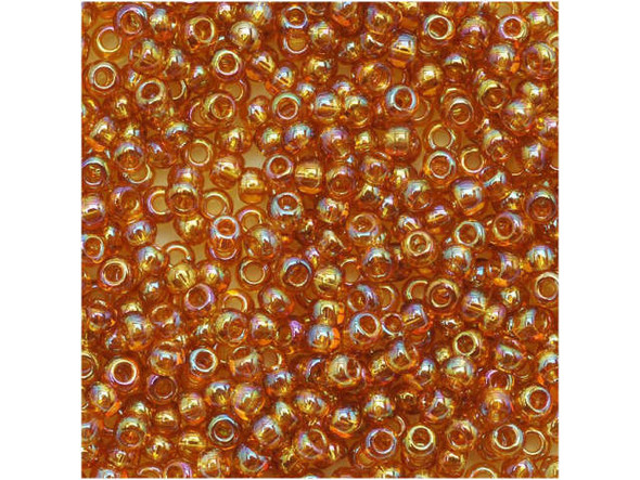 TOHO Glass Seed Bead, Size 11, 2.1mm, Transparent-Rainbow Topaz (Tube)