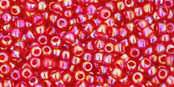 TOHO Glass Seed Bead, Size 11, 2.1mm, Transparent-Rainbow Siam Ruby (tube)