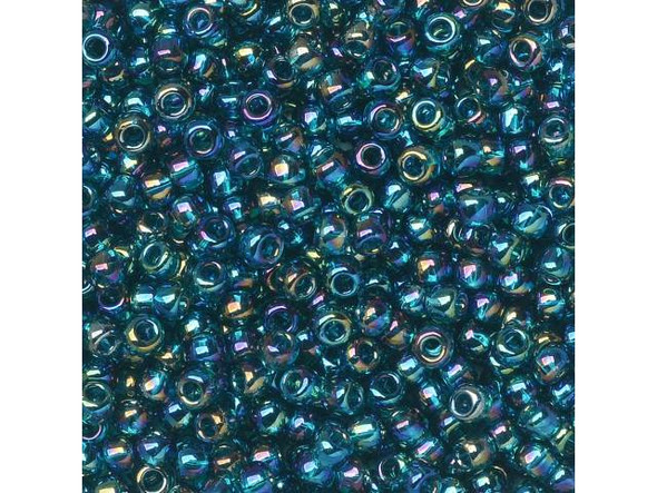 TOHO Glass Seed Bead, Size 11, 2.1mm, Transparent-Rainbow Teal (Tube)