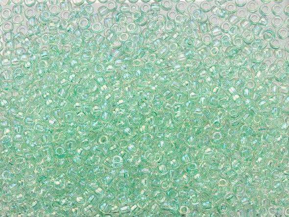TOHO Glass Seed Bead, Size 11, 2.1mm, Transparent-Rainbow Seafoam (Tube)
