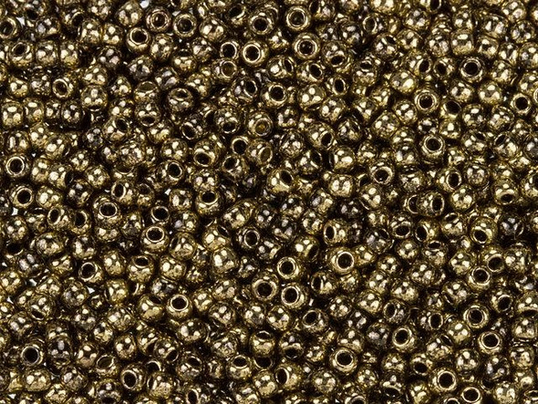 TOHO Glass Seed Bead, Size 11, 2.1mm, Gilded Marble Black (Tube)