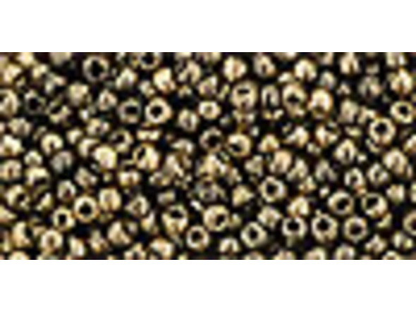 TOHO Glass Seed Bead, Size 11, 2.1mm, Gilded Marble Black (Tube)