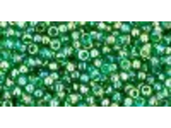 TOHO Glass Seed Bead, Size 11, 2.1mm, Transparent-Rainbow Grass Green (Tube)