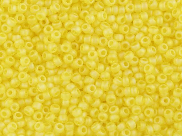 TOHO Glass Seed Bead, Size 11, 2.1mm, Transparent-Rainbow Frosted Lemon (Tube)