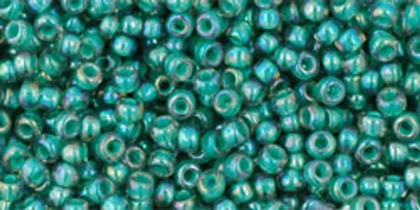 TOHO Glass Seed Bead, Size 11, 2.1mm, Inside-Color Rainbow Lt Sapphire/Opaque Teal-Lined (tube)