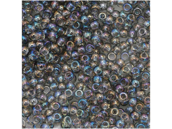 TOHO Glass Seed Bead, Size 11, 2.1mm, Transparent-Rainbow Black Diamond (Tube)