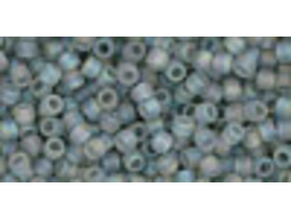 TOHO Glass Seed Bead, Size 11, 2.1mm, Transparent-Rainbow Frosted Black Diamond (Tube)