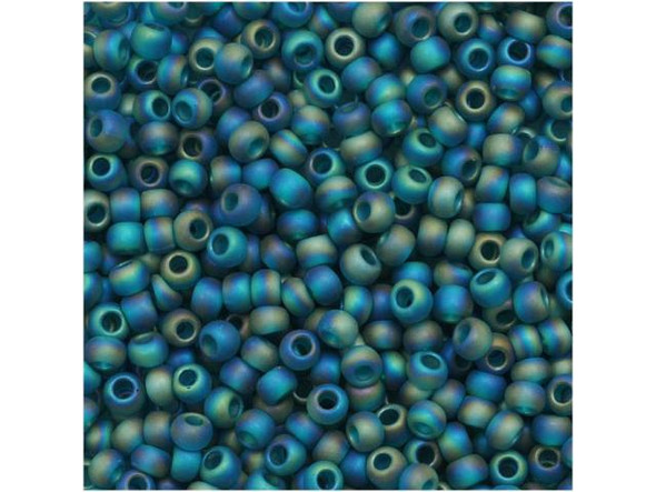 TOHO Glass Seed Bead, Size 11, 2.1mm, Transparent-Rainbow Frosted Teal (Tube)