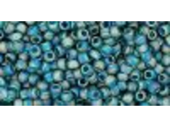 TOHO Glass Seed Bead, Size 11, 2.1mm, Transparent-Rainbow Frosted Teal (Tube)