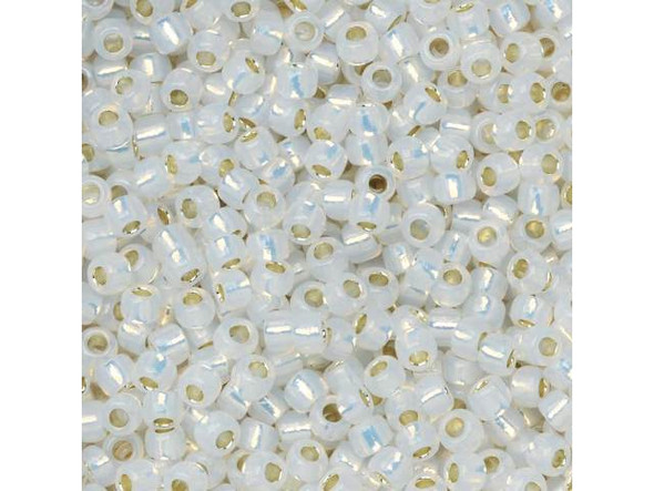 TOHO Glass Seed Bead, Size 11, 2.1mm, Silver-Lined Milky White (Tube)