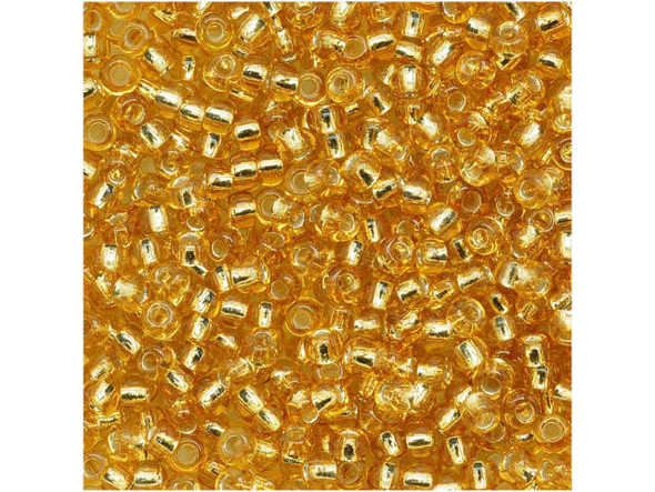 TOHO Glass Seed Bead, Size 11, 2.1mm, Silver-Lined Med Topaz (Tube)