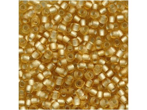 TOHO Glass Seed Bead, Size 11, 2.1mm, Silver-Lined Frosted Lt Topaz (Tube)