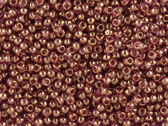 TOHO Glass Seed Bead, Size 11, 2.1mm, Gold-Lustered Lt Amethyst (Tube)