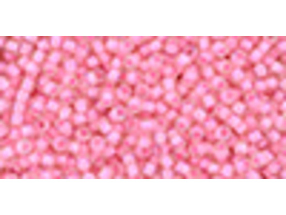 TOHO Glass Seed Bead, Size 11, 2.1mm, Inside-Color Transparent-Rainbow Crystal/Hot Pink-Lined (Tube)