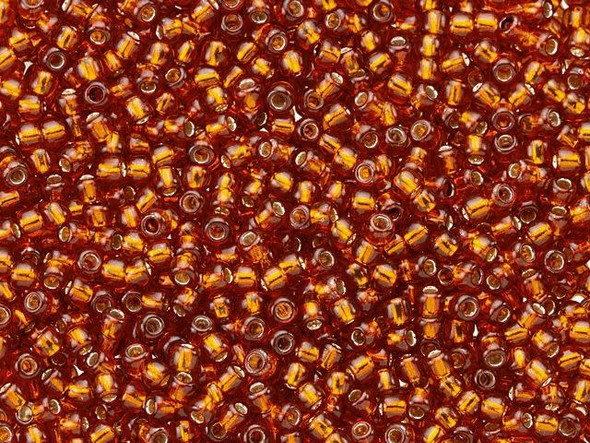 TOHO Glass Seed Bead, Size 11, 2.1mm, Silver-Lined Burnt Orange (Tube)