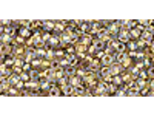 TOHO Glass Seed Bead, Size 11, 2.1mm, Inside-Color Crystal/Gold-Lined (Tube)